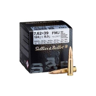 Amunicja FMJ Sellier & Bellot® / 7,62x39 / 8 g - 124 grs / 50 szt.
