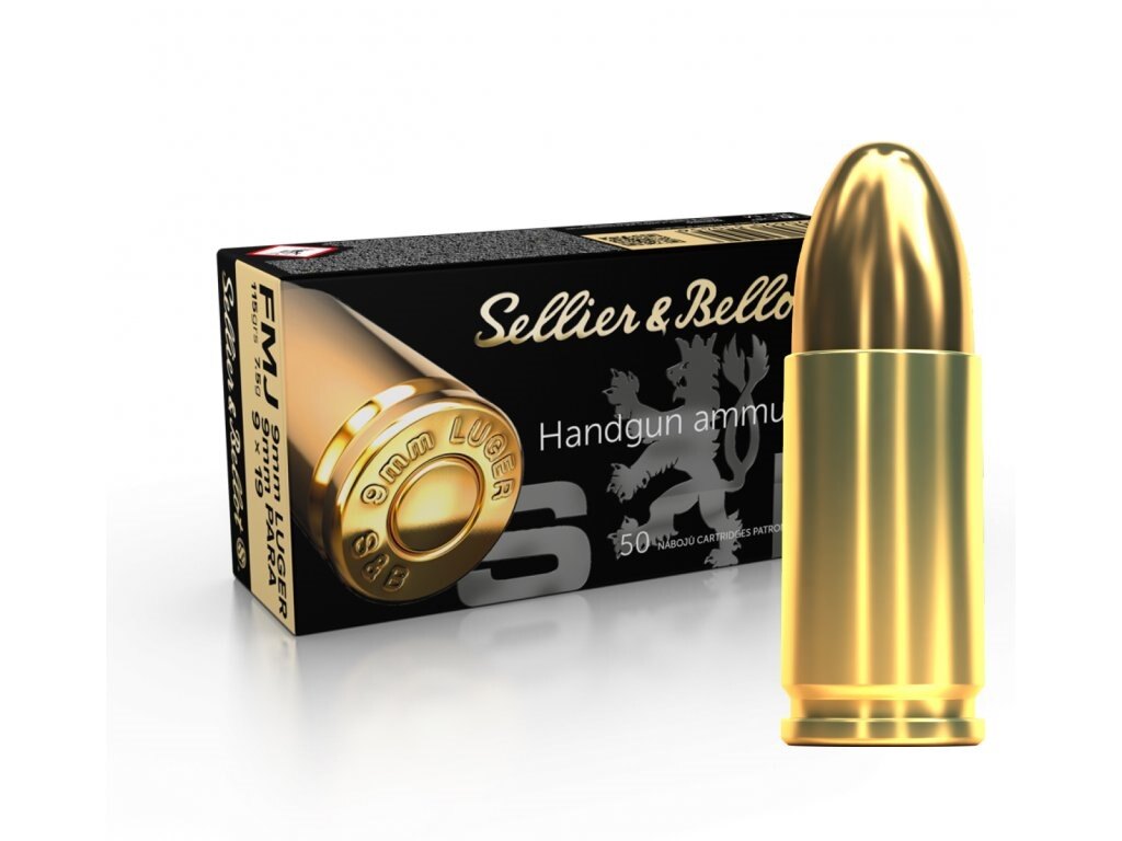Naboje FMJ Sellier & Bellot® / 9 mm Luger / 7,5 g - 115 grs / 50 szt.
