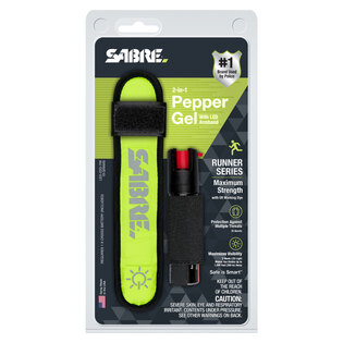 Zestaw dla biegaczy 2 w 1 Sabre Red® - spray obronny + opaska LED na rękę