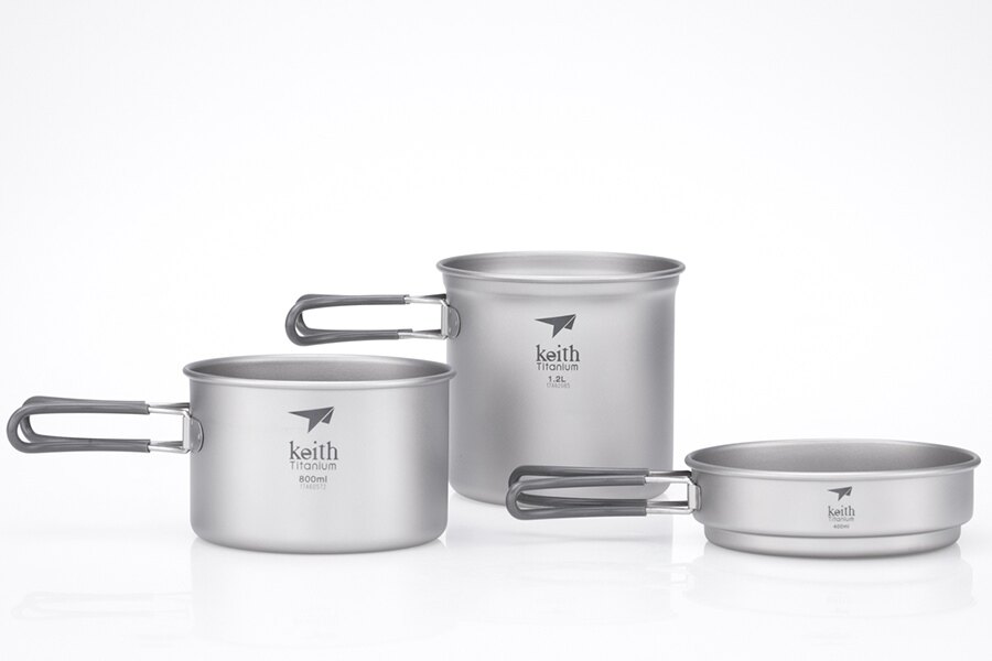 Zestaw do gotowania z tytanu 3 sztuki Keith® 1 200 ml, 800 ml, 400 ml